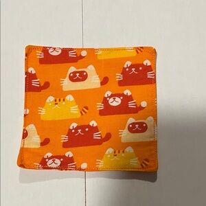Cute Cat Print Orange set of (4) Drink Coasters